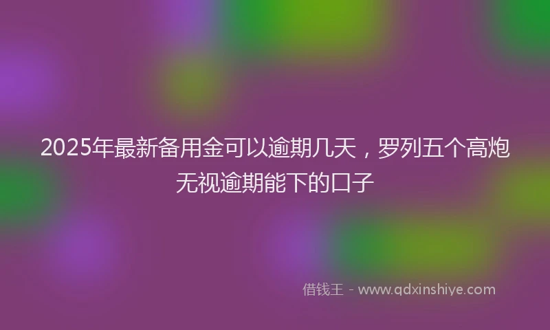 2025年最新备用金可以逾期几天，罗列五个高炮无视逾期能下的口子