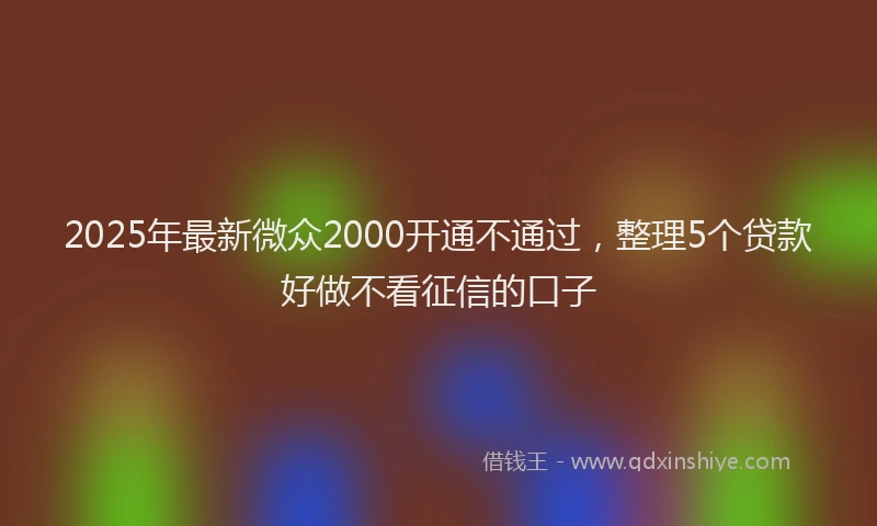 2025年最新微众2000开通不通过，整理5个贷款好做不看征信的口子