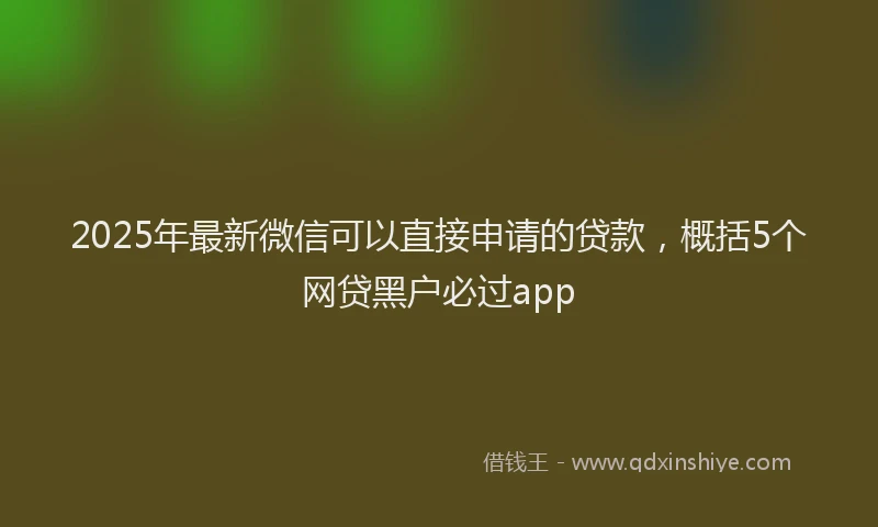 2025年最新微信可以直接申请的贷款，概括5个网贷黑户必过app
