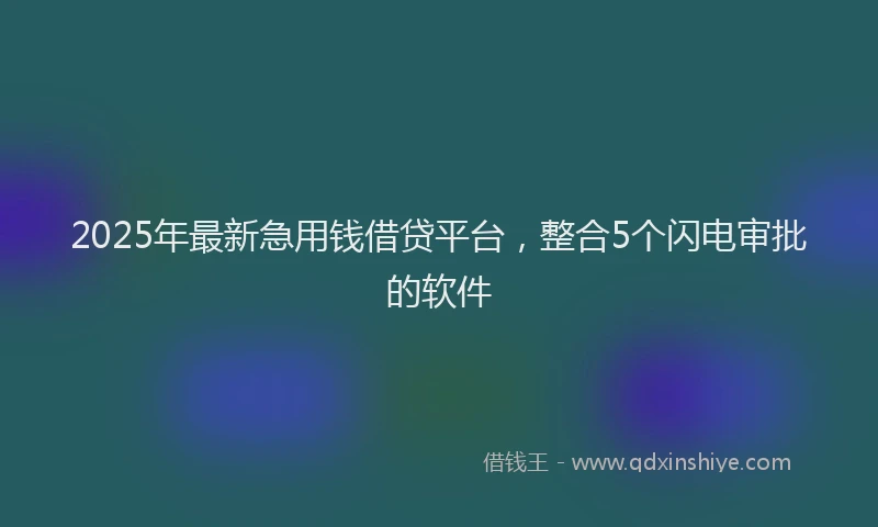 2025年最新急用钱借贷平台，整合5个闪电审批的软件