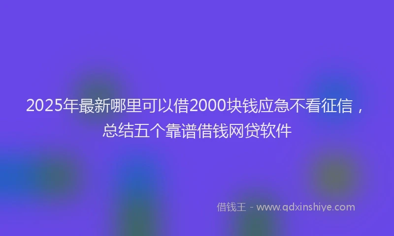 2025年最新哪里可以借2000块钱应急不看征信，总结五个靠谱借钱网贷软件