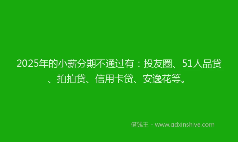 2025年的小薪分期不通过有：投友圈、51人品贷、拍拍贷、信用卡贷、安逸花等。