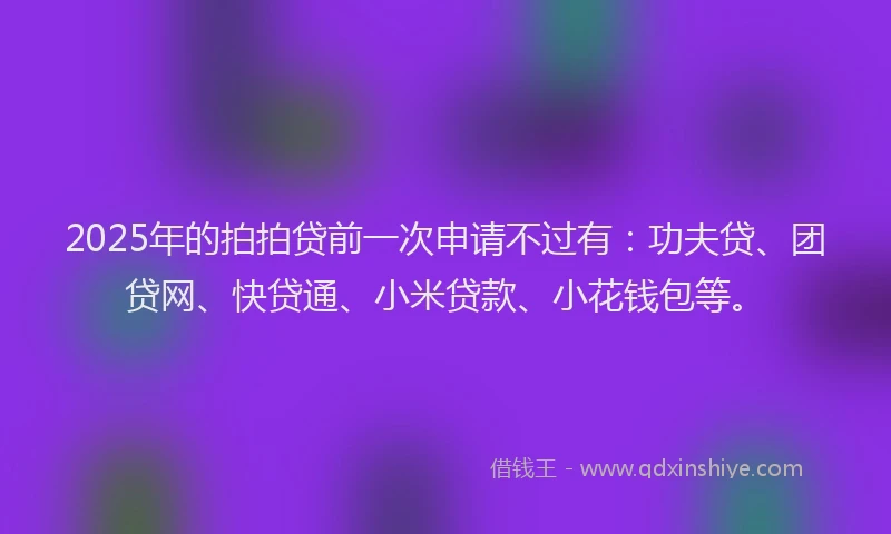 2025年的拍拍贷前一次申请不过有：功夫贷、团贷网、快贷通、小米贷款、小花钱包等。