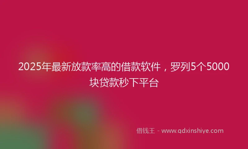 2025年最新放款率高的借款软件，罗列5个5000块贷款秒下平台