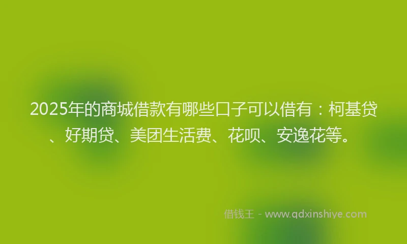 2025年的商城借款有哪些口子可以借有：柯基贷、好期贷、美团生活费、花呗、安逸花等。