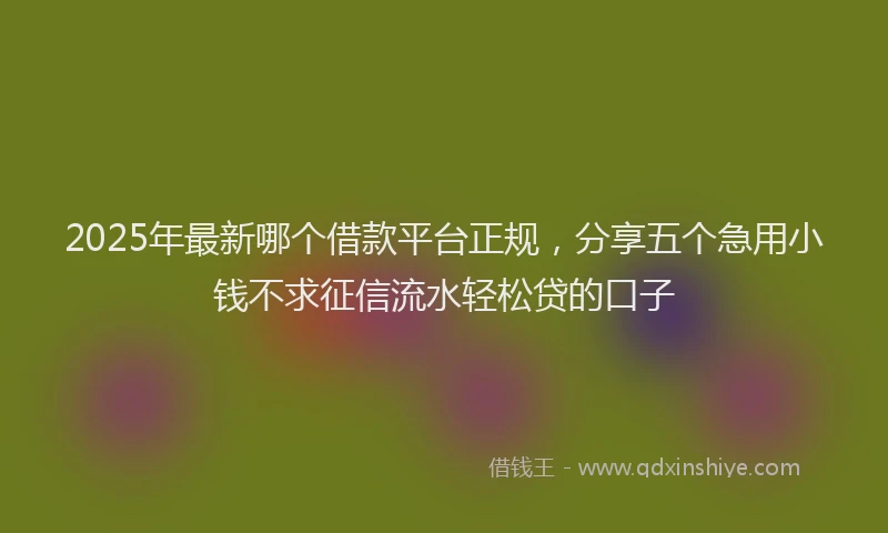 2025年最新哪个借款平台正规，分享五个急用小钱不求征信流水轻松贷的口子