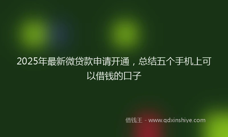 2025年最新微贷款申请开通，总结五个手机上可以借钱的口子