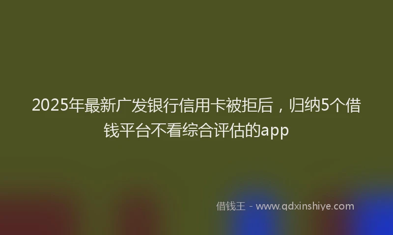2025年最新广发银行信用卡被拒后，归纳5个借钱平台不看综合评估的app