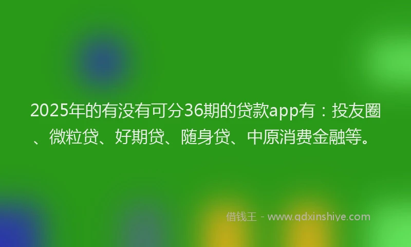 2025年的有没有可分36期的贷款app有：投友圈、微粒贷、好期贷、随身贷、中原消费金融等。