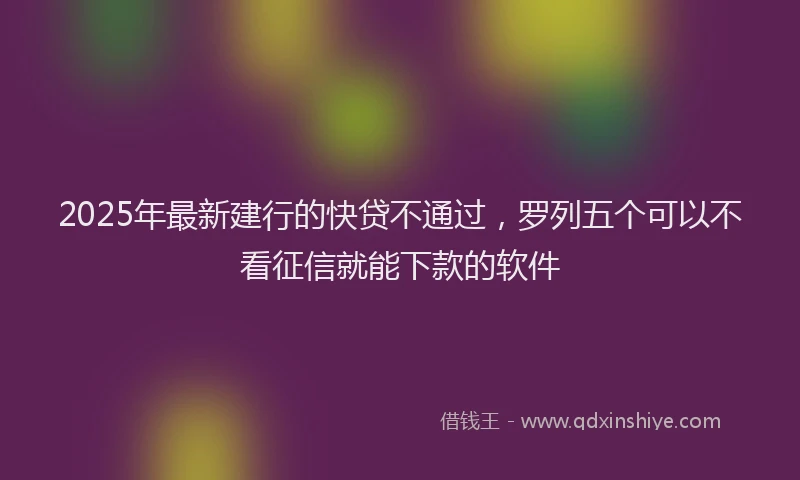 2025年最新建行的快贷不通过，罗列五个可以不看征信就能下款的软件