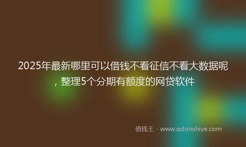 2025年最新哪里可以借钱不看征信不看大数据呢，整理5个分期有额度的网贷软件