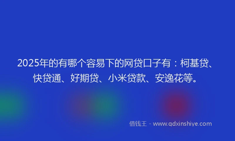 2025年的有哪个容易下的网贷口子有：柯基贷、快贷通、好期贷、小米贷款、安逸花等。