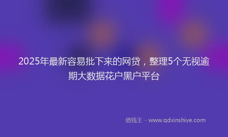 2025年最新容易批下来的网贷，整理5个无视逾期大数据花户黑户平台