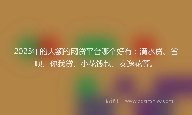 2025年的大额的网贷平台哪个好有：滴水贷、省呗、你我贷、小花钱包、安逸花等。