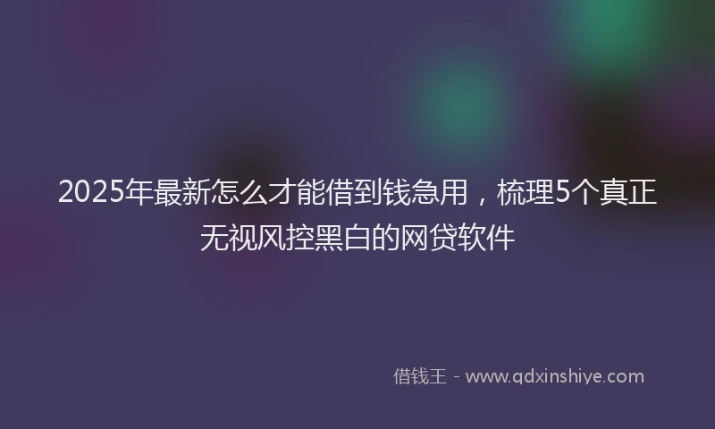 2025年最新怎么才能借到钱急用，梳理5个真正无视风控黑白的网贷软件