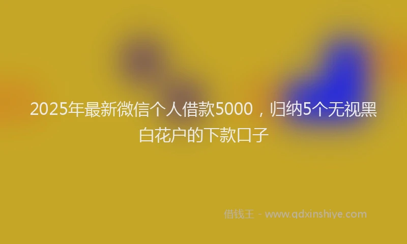 2025年最新微信个人借款5000，归纳5个无视黑白花户的下款口子