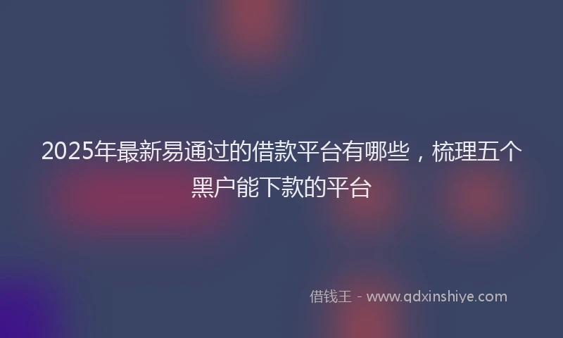 2025年最新易通过的借款平台有哪些，梳理五个黑户能下款的平台