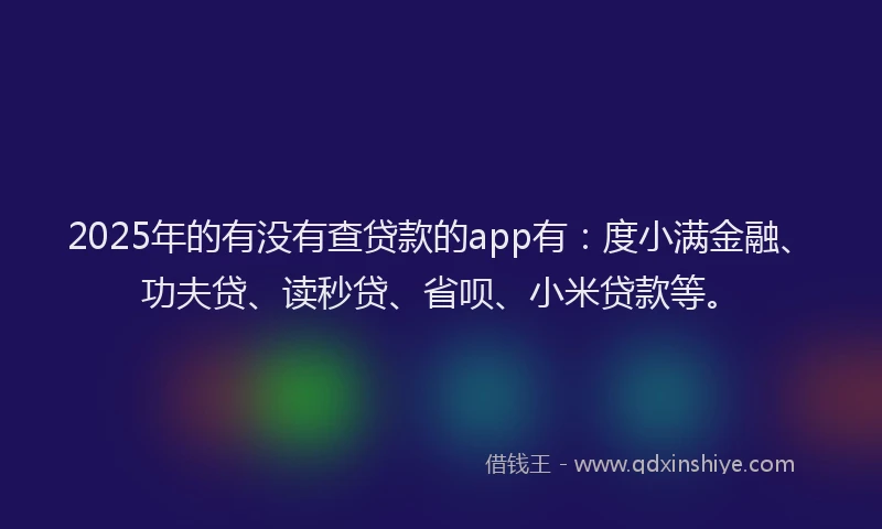 2025年的有没有查贷款的app有：度小满金融、功夫贷、读秒贷、省呗、小米贷款等。