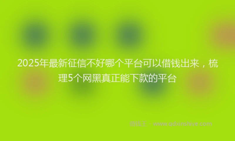 2025年最新征信不好哪个平台可以借钱出来，梳理5个网黑真正能下款的平台