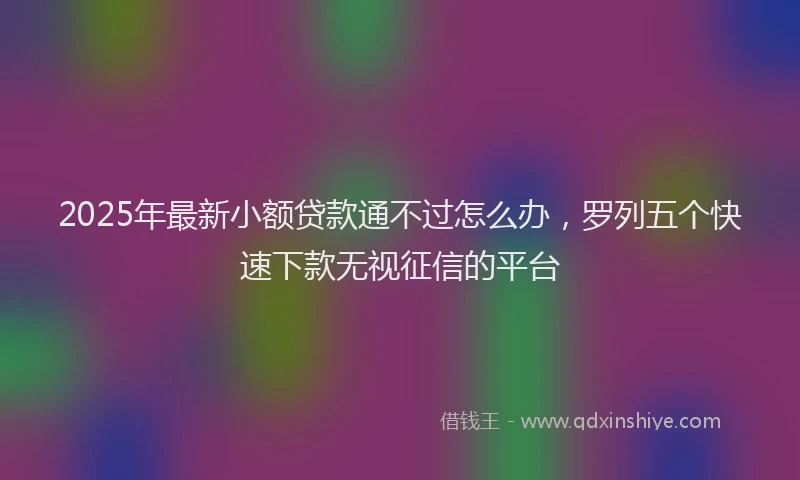 2025年最新小额贷款通不过怎么办，罗列五个快速下款无视征信的平台