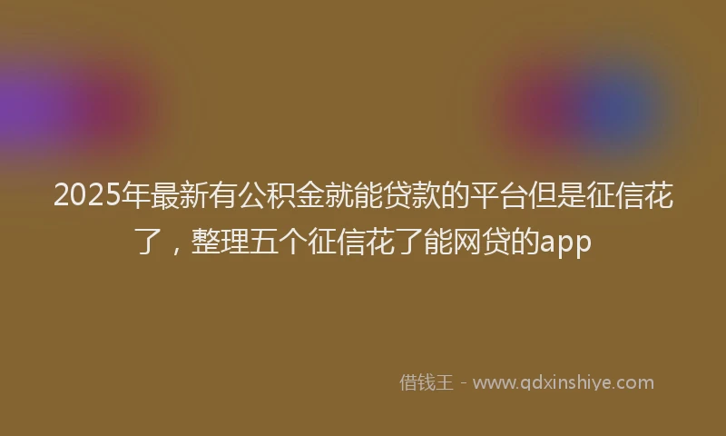 2025年最新有公积金就能贷款的平台但是征信花了，整理五个征信花了能网贷的app