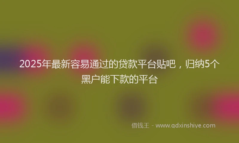 2025年最新容易通过的贷款平台贴吧，归纳5个黑户能下款的平台