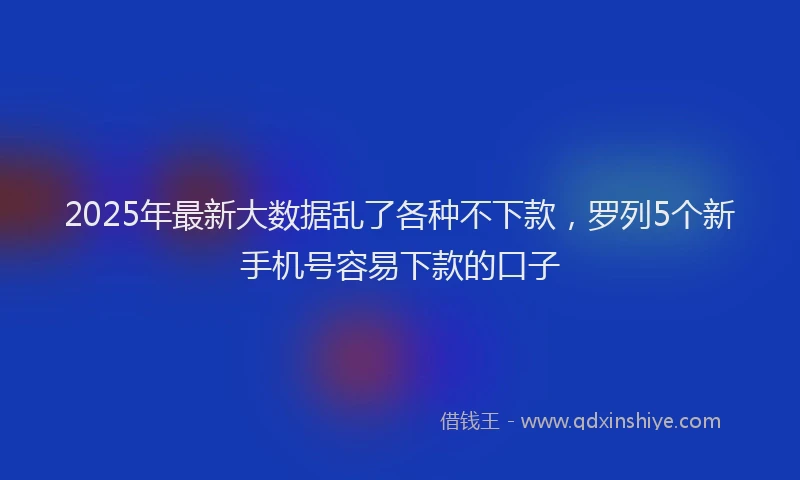 2025年最新大数据乱了各种不下款，罗列5个新手机号容易下款的口子