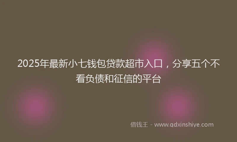 2025年最新小七钱包贷款超市入口，分享五个不看负债和征信的平台