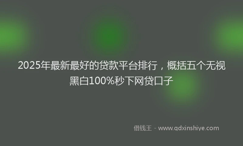 2025年最新最好的贷款平台排行，概括五个无视黑白100%秒下网贷口子
