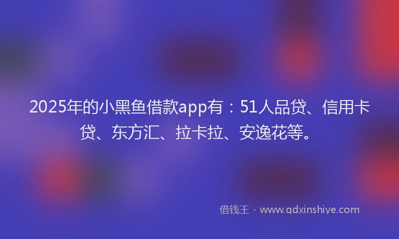 2025年的小黑鱼借款app有：51人品贷、信用卡贷、东方汇、拉卡拉、安逸花等。