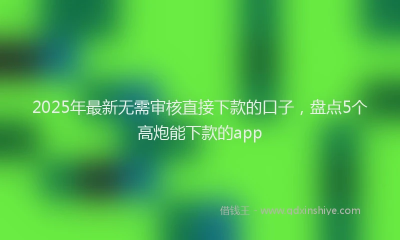 2025年最新无需审核直接下款的口子，盘点5个高炮能下款的app