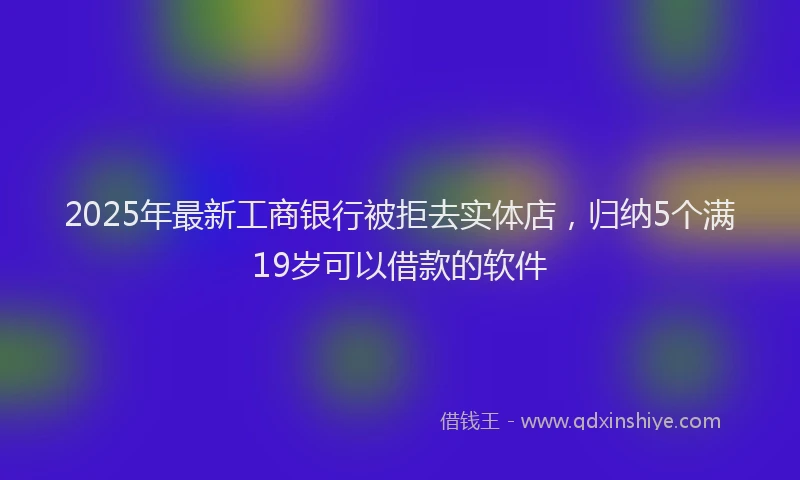 2025年最新工商银行被拒去实体店，归纳5个满19岁可以借款的软件