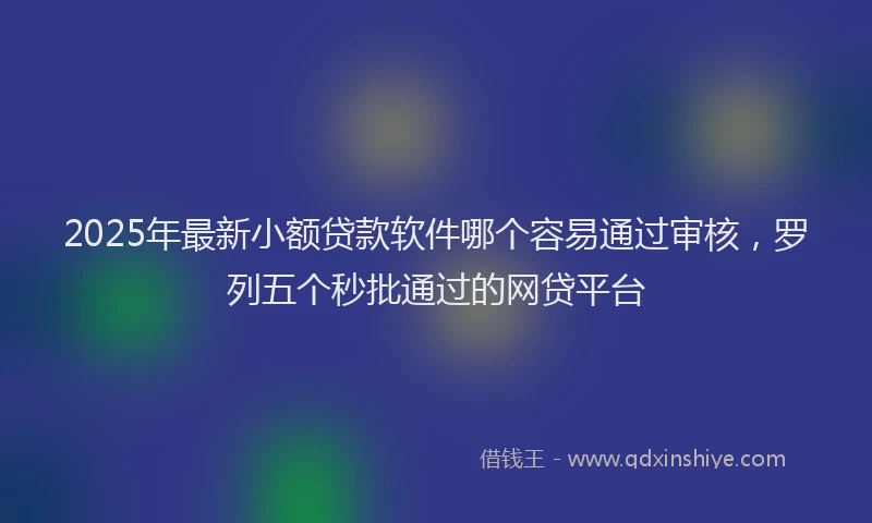 2025年最新小额贷款软件哪个容易通过审核，罗列五个秒批通过的网贷平台