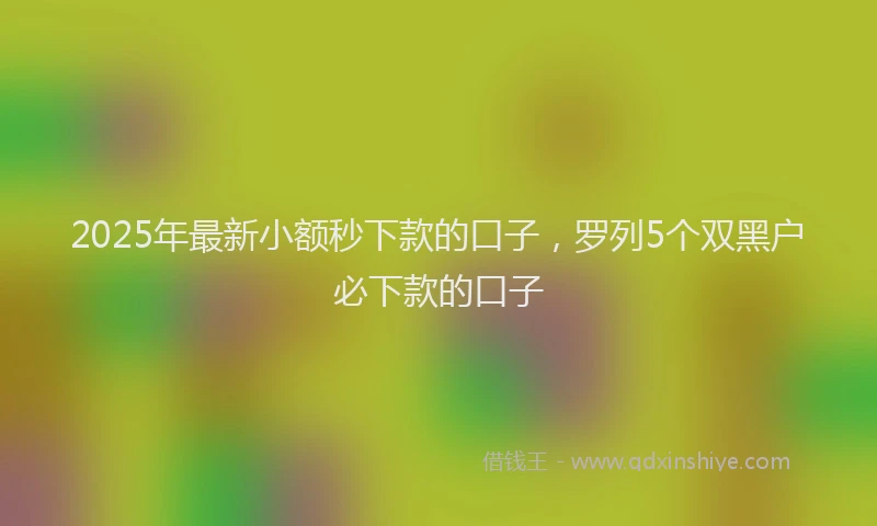 2025年最新小额秒下款的口子，罗列5个双黑户必下款的口子