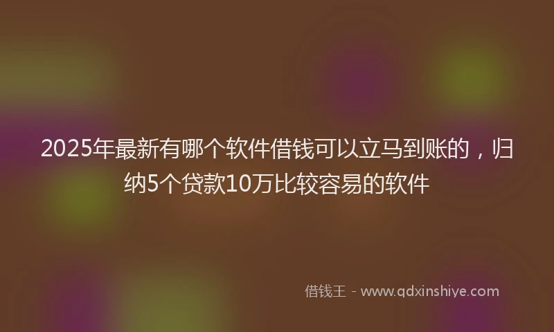 2025年最新有哪个软件借钱可以立马到账的，归纳5个贷款10万比较容易的软件
