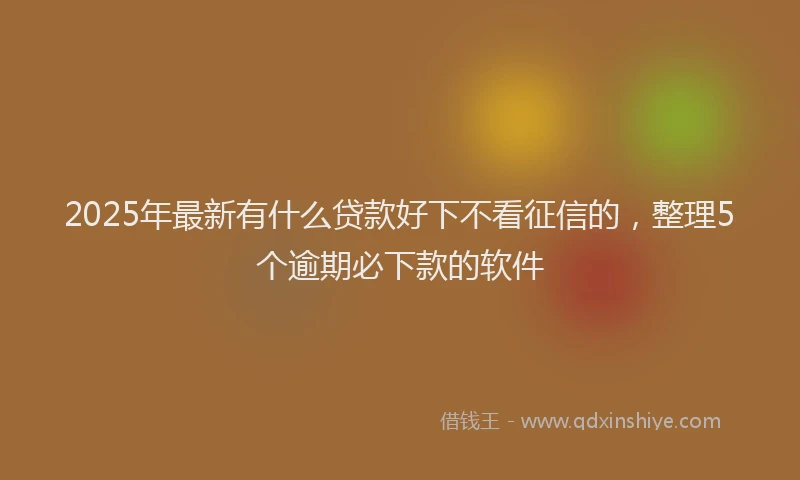 2025年最新有什么贷款好下不看征信的，整理5个逾期必下款的软件