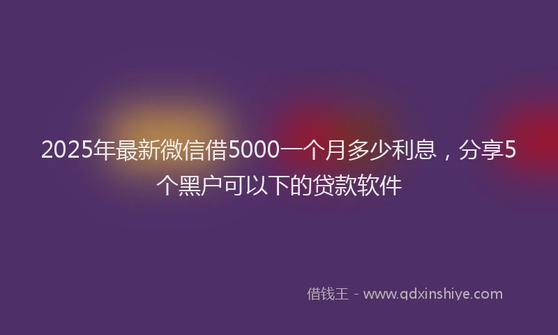 2025年最新微信借5000一个月多少利息，分享5个黑户可以下的贷款软件