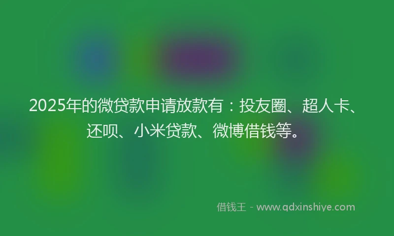 2025年的微贷款申请放款有：投友圈、超人卡、还呗、小米贷款、微博借钱等。