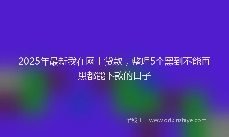 2025年最新我在网上贷款，整理5个黑到不能再黑都能下款的口子