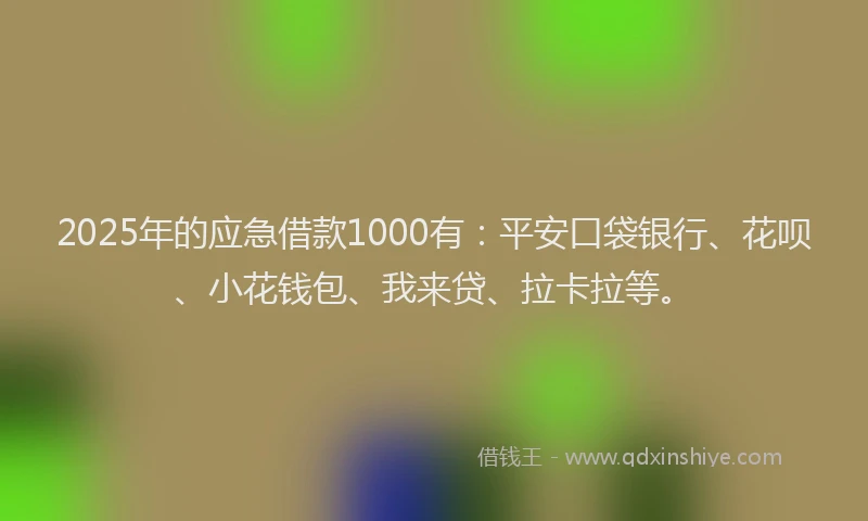 2025年的应急借款1000有：平安口袋银行、花呗、小花钱包、我来贷、拉卡拉等。