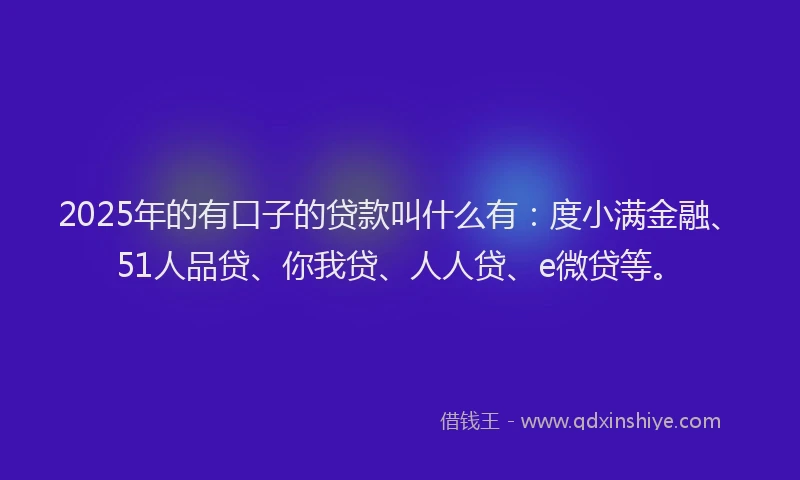 2025年的有口子的贷款叫什么有：度小满金融、51人品贷、你我贷、人人贷、e微贷等。