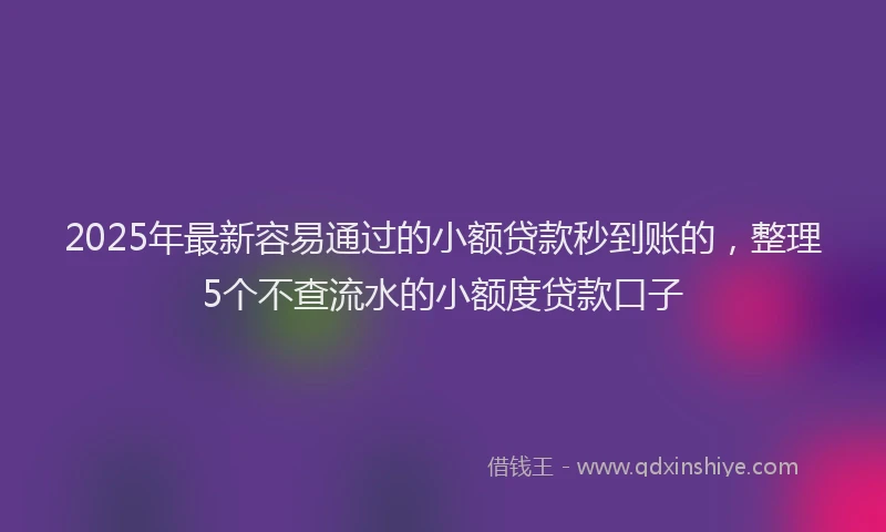 2025年最新容易通过的小额贷款秒到账的，整理5个不查流水的小额度贷款口子