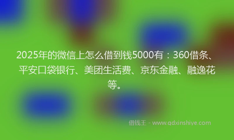 2025年的微信上怎么借到钱5000有：360借条、平安口袋银行、美团生活费、京东金融、融逸花等。