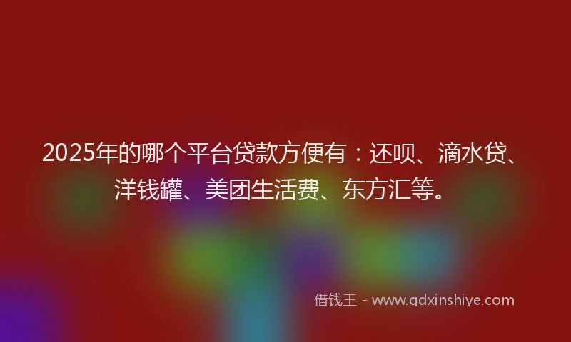 2025年的哪个平台贷款方便有：还呗、滴水贷、洋钱罐、美团生活费、东方汇等。