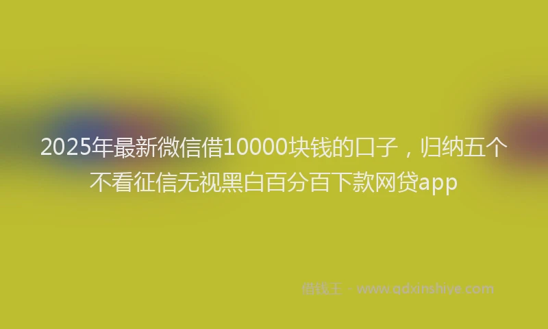 2025年最新微信借10000块钱的口子，归纳五个不看征信无视黑白百分百下款网贷app