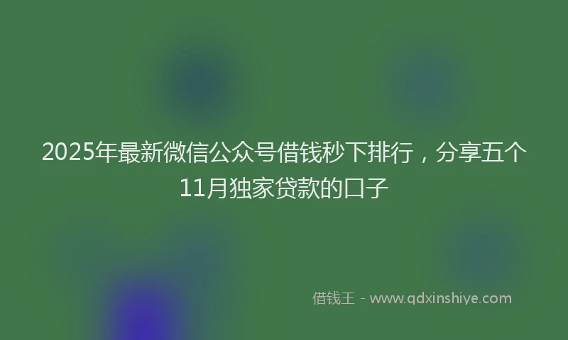 2025年最新微信公众号借钱秒下排行，分享五个11月独家贷款的口子