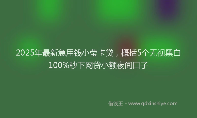 2025年最新急用钱小莹卡贷，概括5个无视黑白100%秒下网贷小额夜间口子