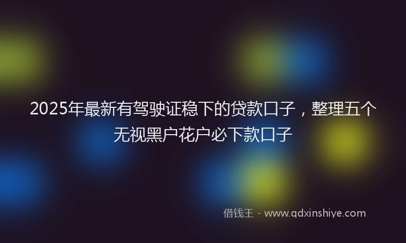 2025年最新有驾驶证稳下的贷款口子，整理五个无视黑户花户必下款口子