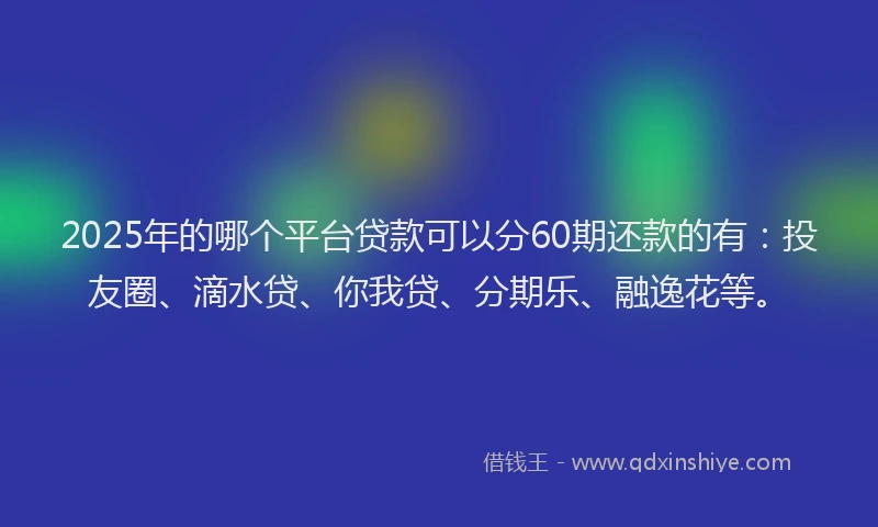 2025年的哪个平台贷款可以分60期还款的有：投友圈、滴水贷、你我贷、分期乐、融逸花等。