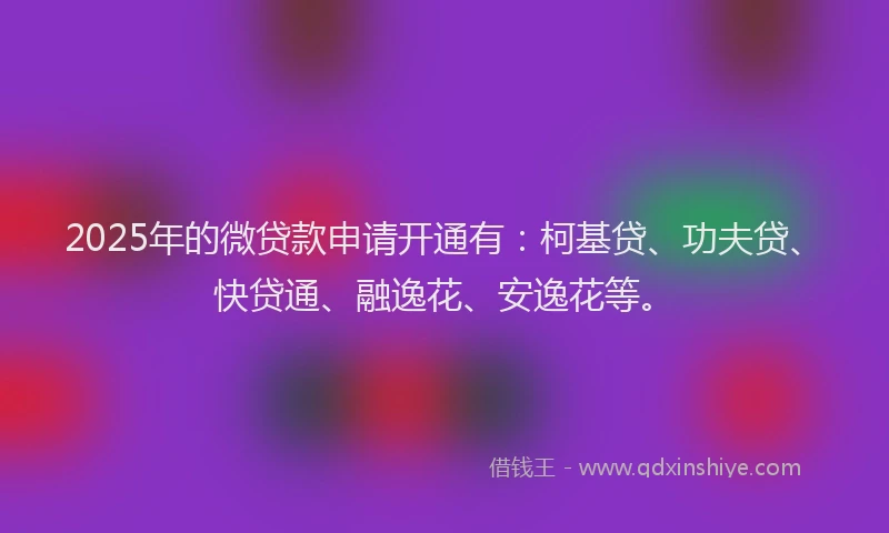 2025年的微贷款申请开通有：柯基贷、功夫贷、快贷通、融逸花、安逸花等。